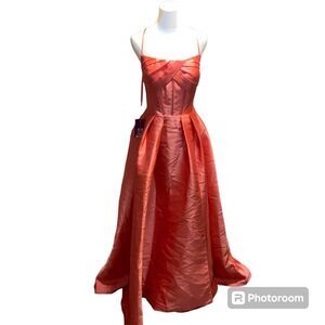 Abby Paris Women’s Long Formal Dress Size 10 Orange Bridesmaid Wedding Gown